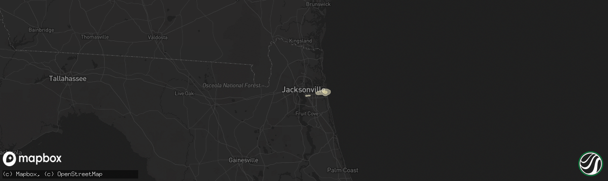 Hail map in Jacksonville, FL on July 22, 2015