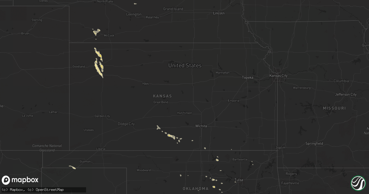 Hail map in Kansas on July 22, 2015