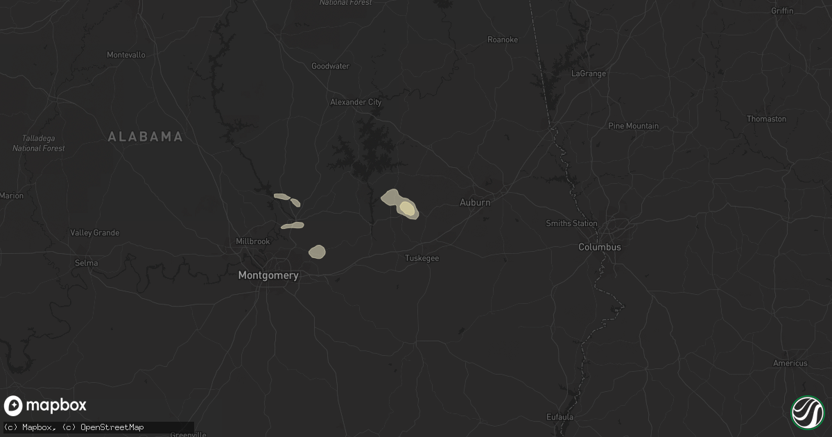 Hail map in Notasulga, AL on July 22, 2015