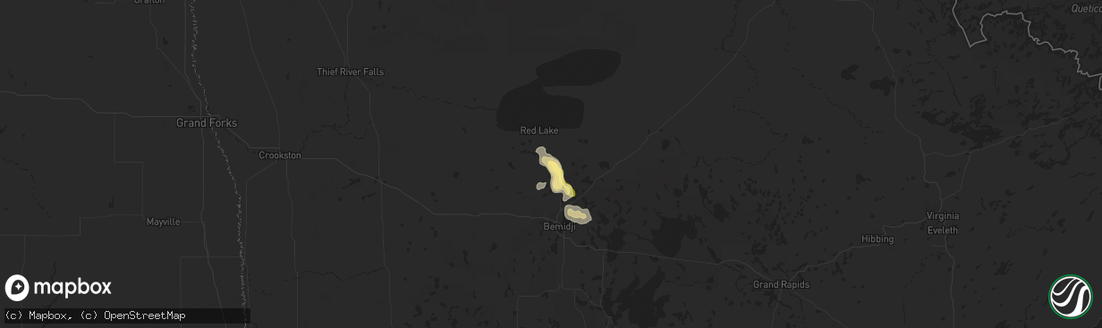 Hail map in Puposky, MN on July 22, 2015