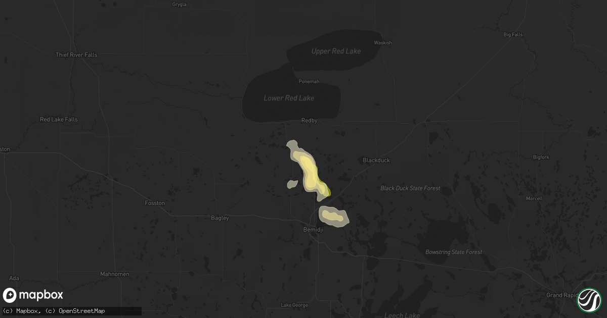 Hail map in Puposky, MN on July 22, 2015