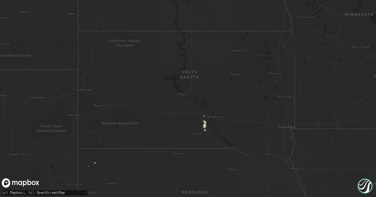 Hail map in South Dakota on July 22, 2015