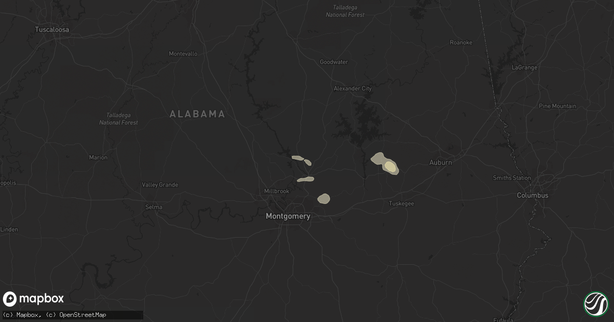 Hail map in Wetumpka, AL on July 22, 2015