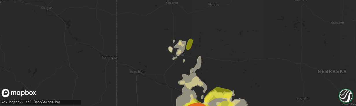 Hail map in Alliance, NE on July 22, 2016