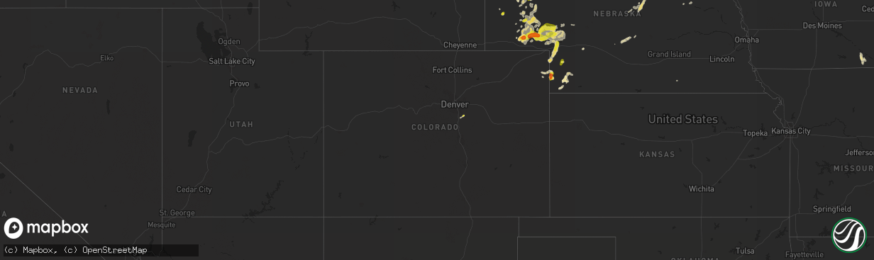 Hail map in Colorado on July 22, 2016