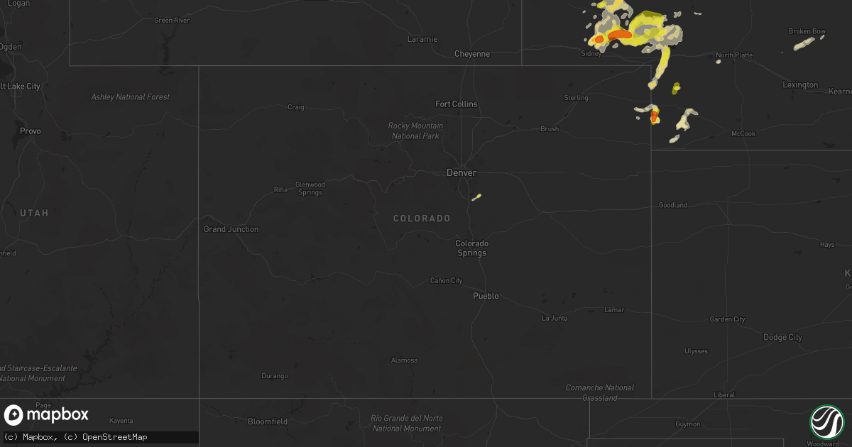 Hail map in Colorado on July 22, 2016
