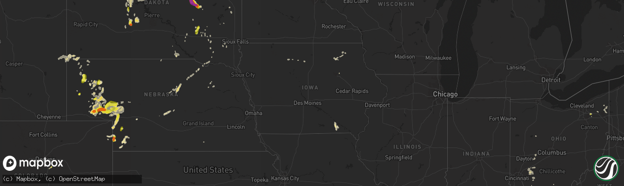 Hail map in Iowa on July 22, 2016