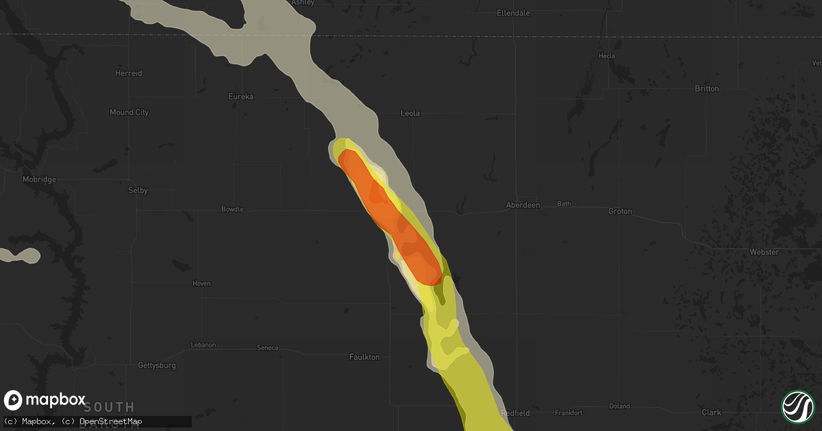 Hail map in Ipswich, SD on July 22, 2016