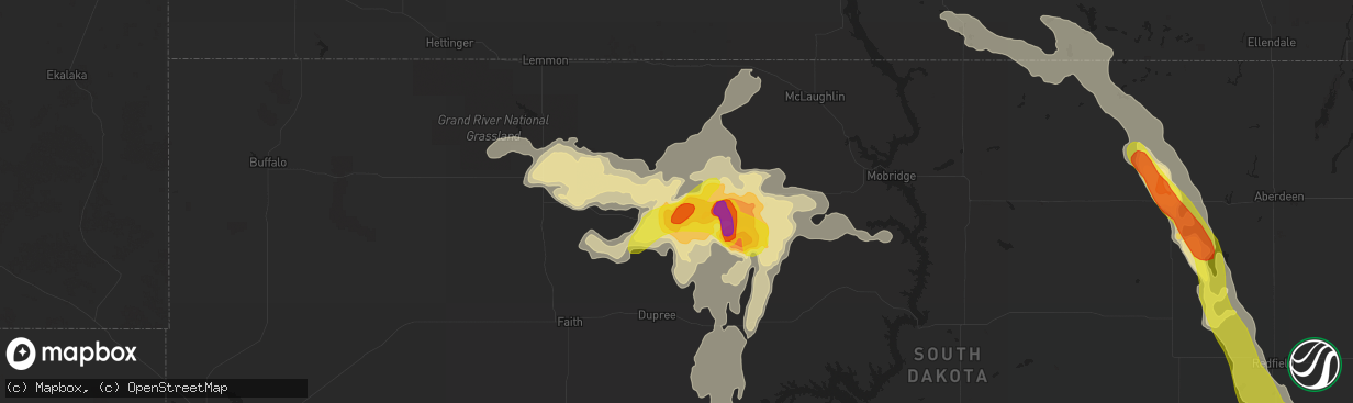 Hail map in Isabel, SD on July 22, 2016