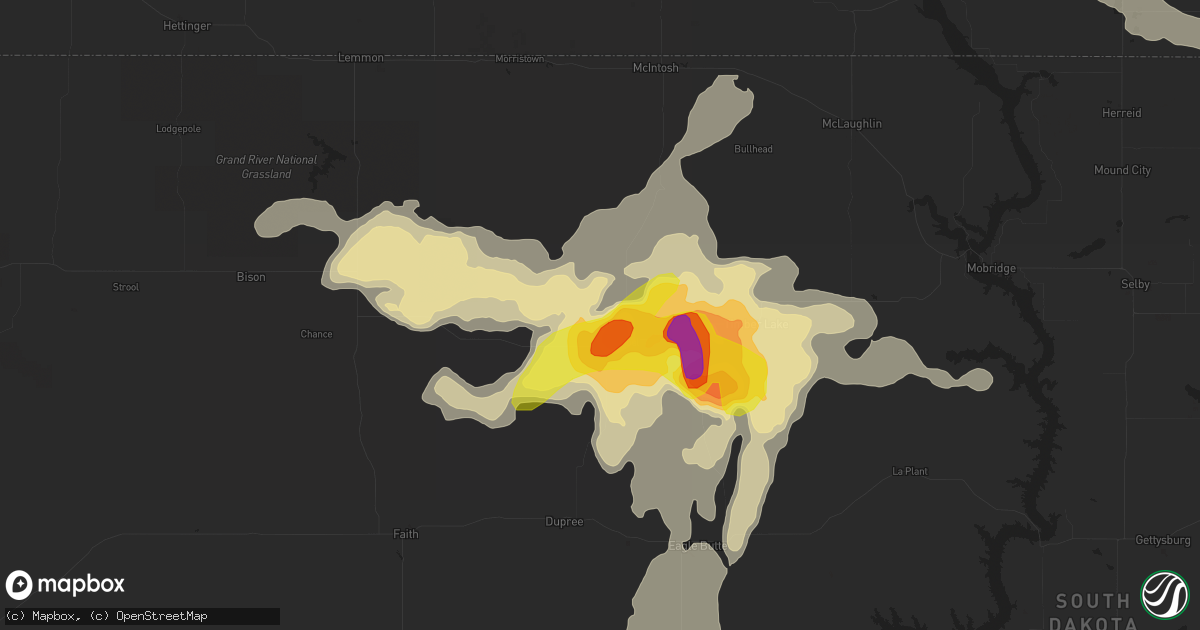 Hail map in Isabel, SD on July 22, 2016