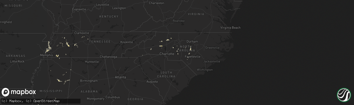 Hail map in North Carolina on July 22, 2016