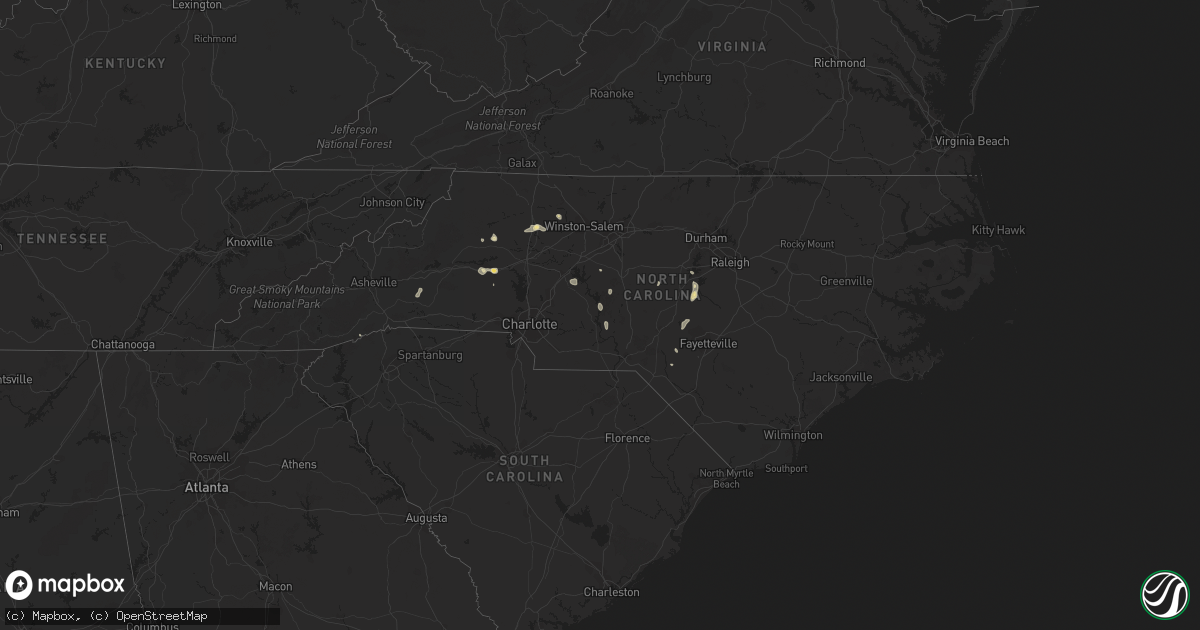 Hail map in North Carolina on July 22, 2016