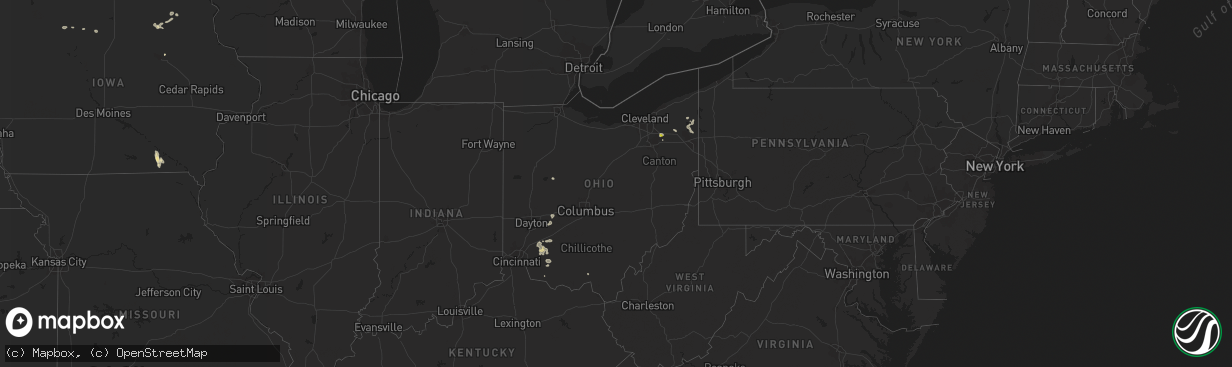 Hail map in Ohio on July 22, 2016