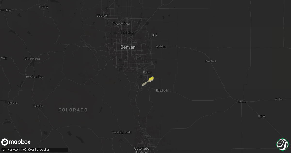Hail map in Parker, CO on July 22, 2016