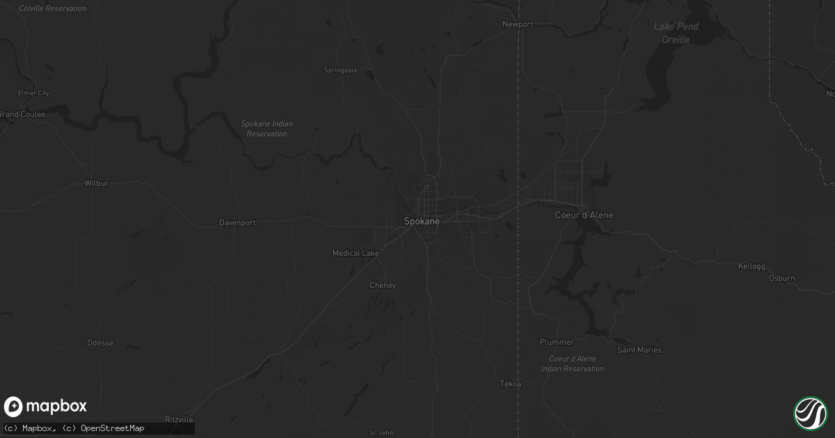 Hail map in Spokane, WA on July 22, 2016