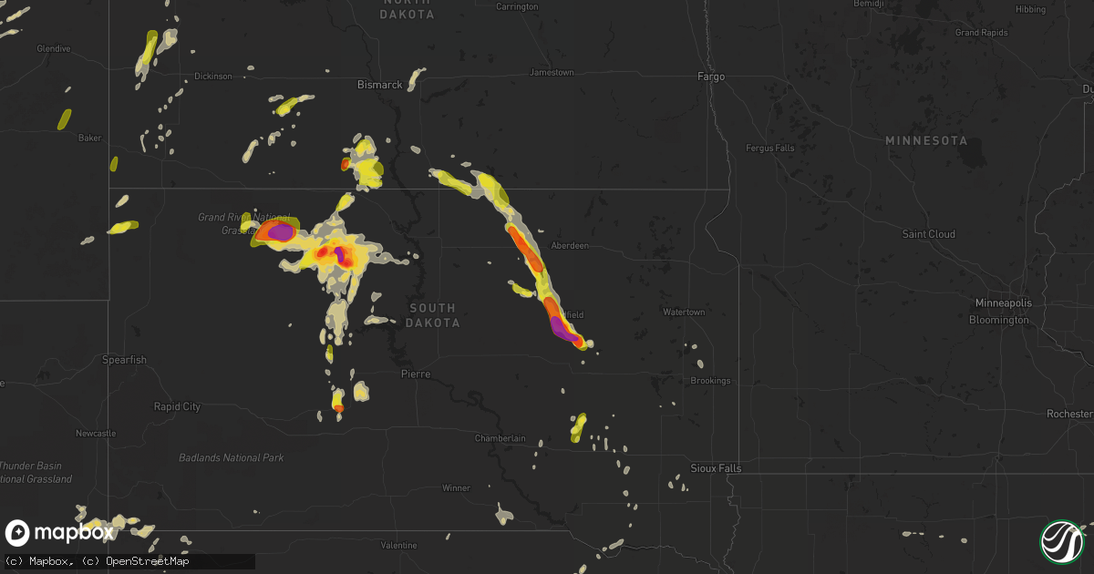 Hail map on July 22, 2016