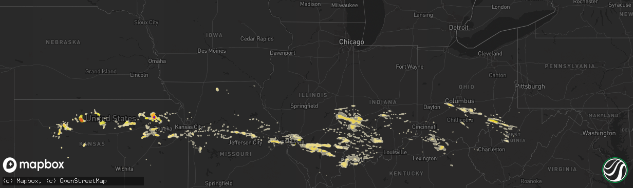 Hail map in Illinois on July 22, 2017