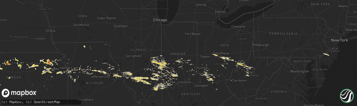 Hail map in Indiana on July 22, 2017