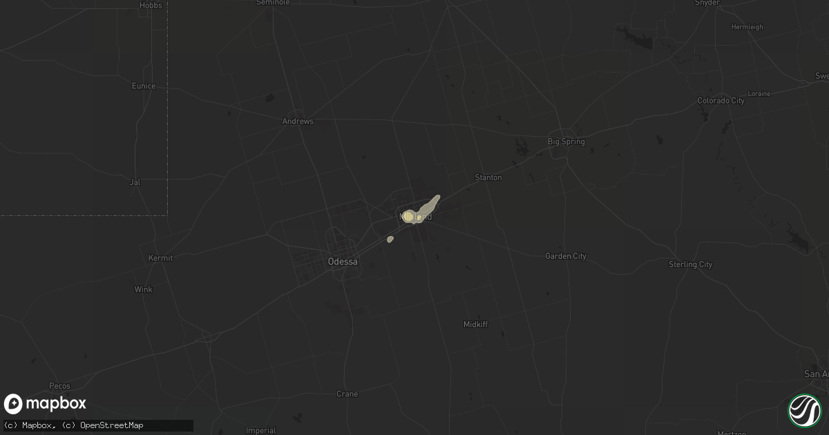 Hail map in Midland, TX on July 22, 2017