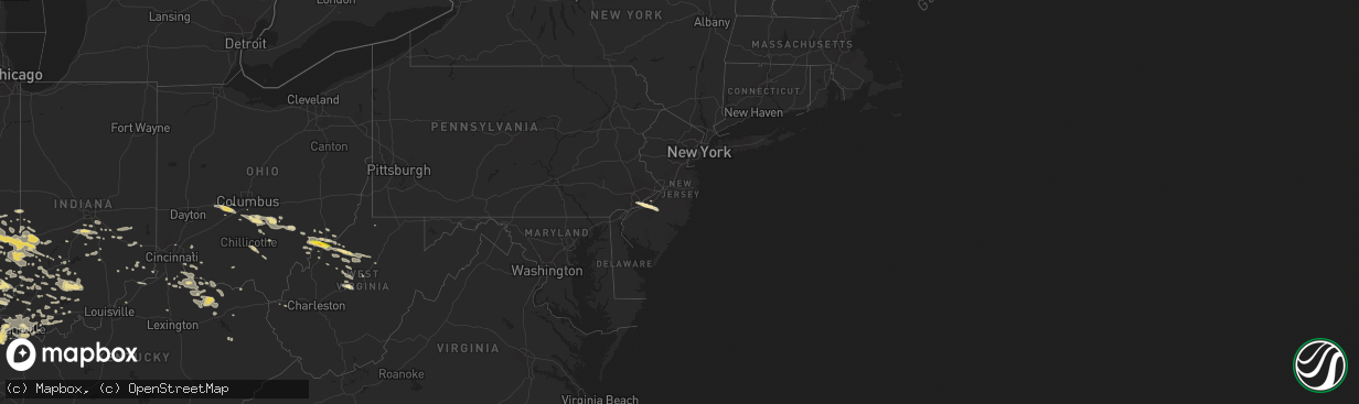 Hail map in New Jersey on July 22, 2017