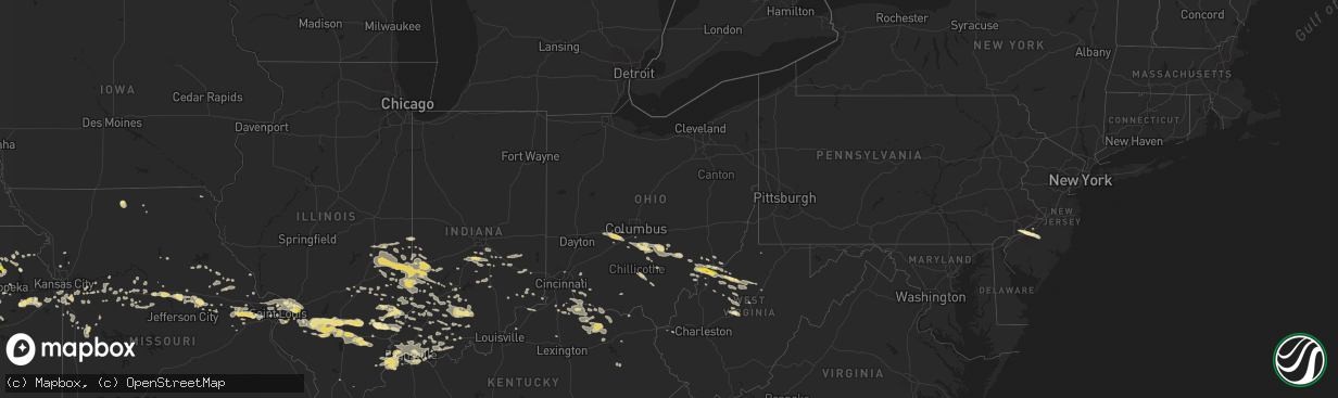 Hail map in Ohio on July 22, 2017