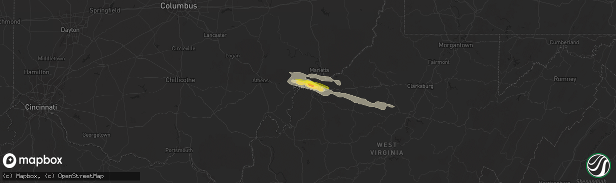 Hail map in Parkersburg, WV on July 22, 2017