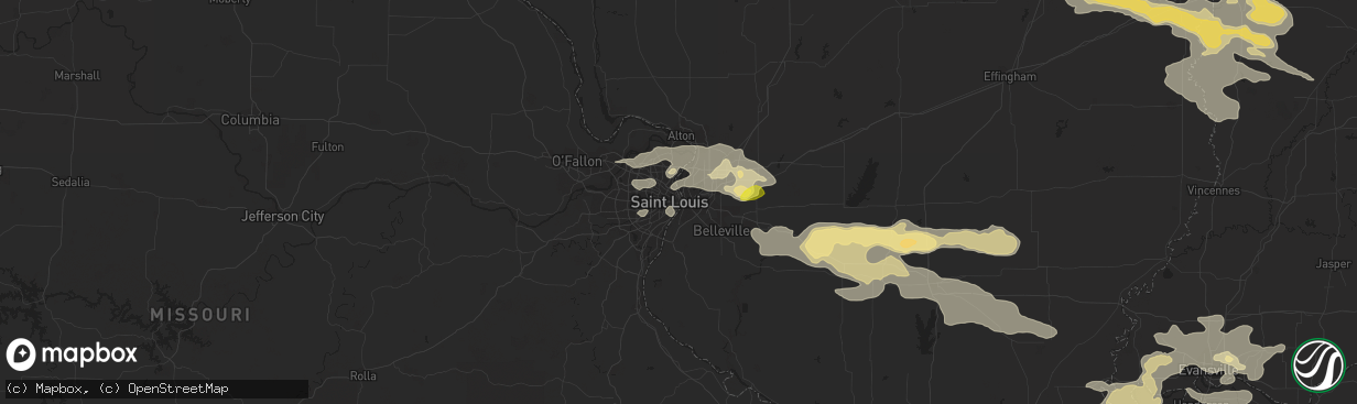 Hail map in Saint Louis, MO on July 22, 2017