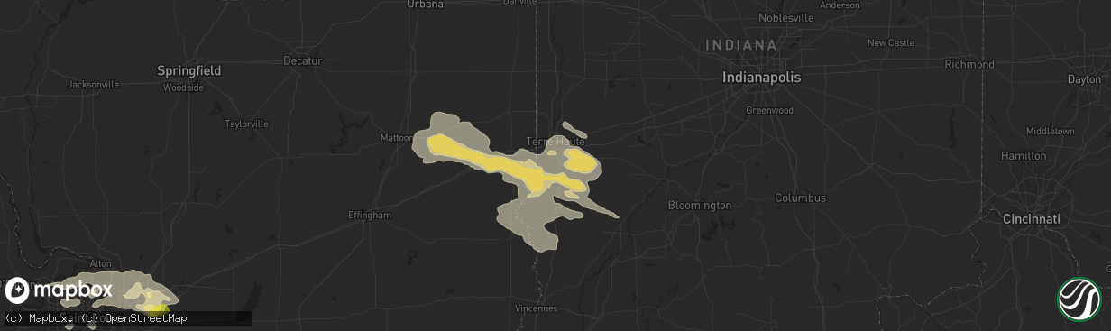 Hail map in Terre Haute, IN on July 22, 2017