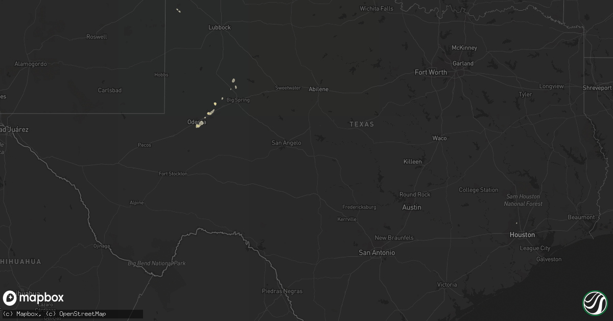 Hail map in Texas on July 22, 2017