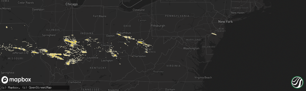 Hail map in West Virginia on July 22, 2017