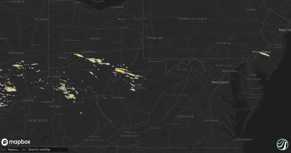 Hail map in West Virginia on July 22, 2017