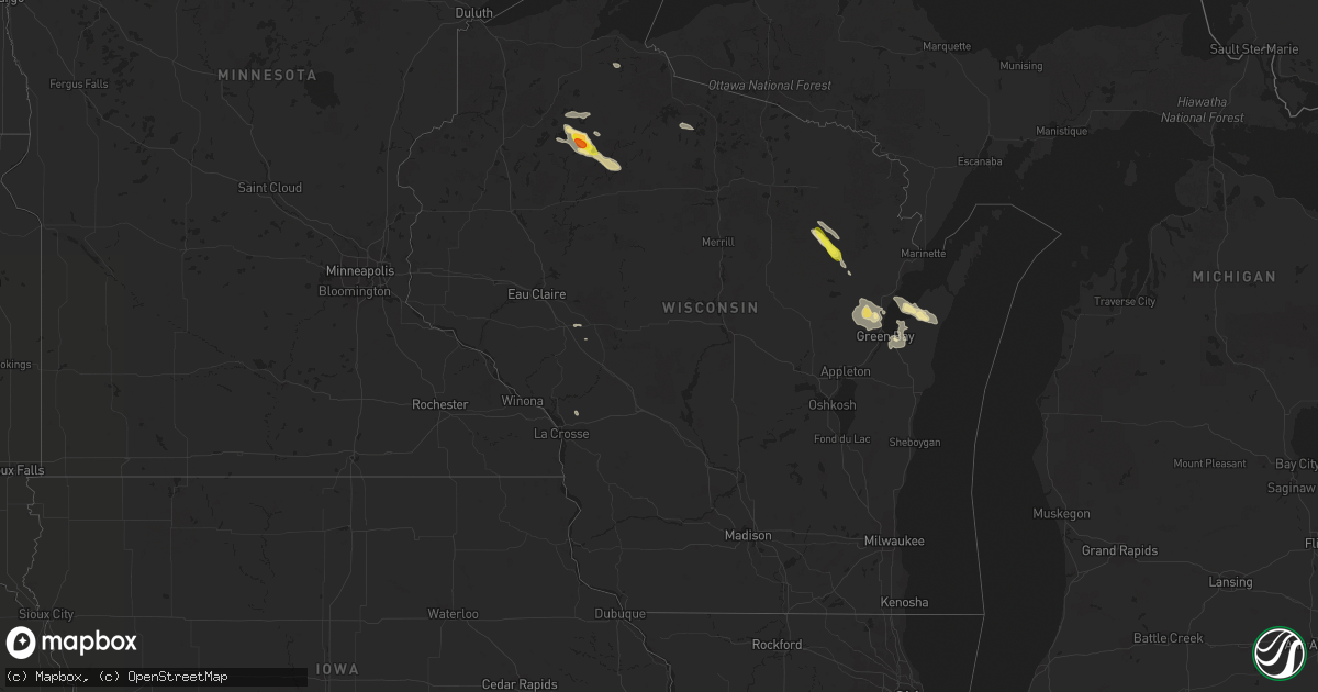 Hail map in Wisconsin on July 22, 2017
