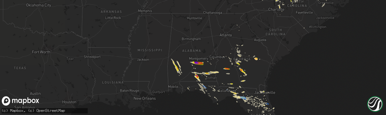 Hail map in Alabama on July 22, 2018