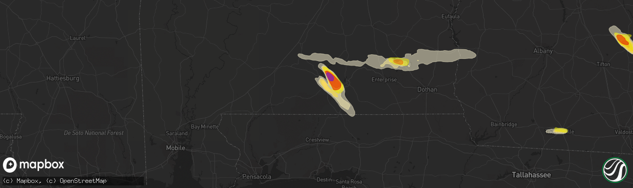 Hail map in Andalusia, AL on July 22, 2018