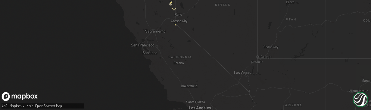 Hail map in California on July 22, 2018