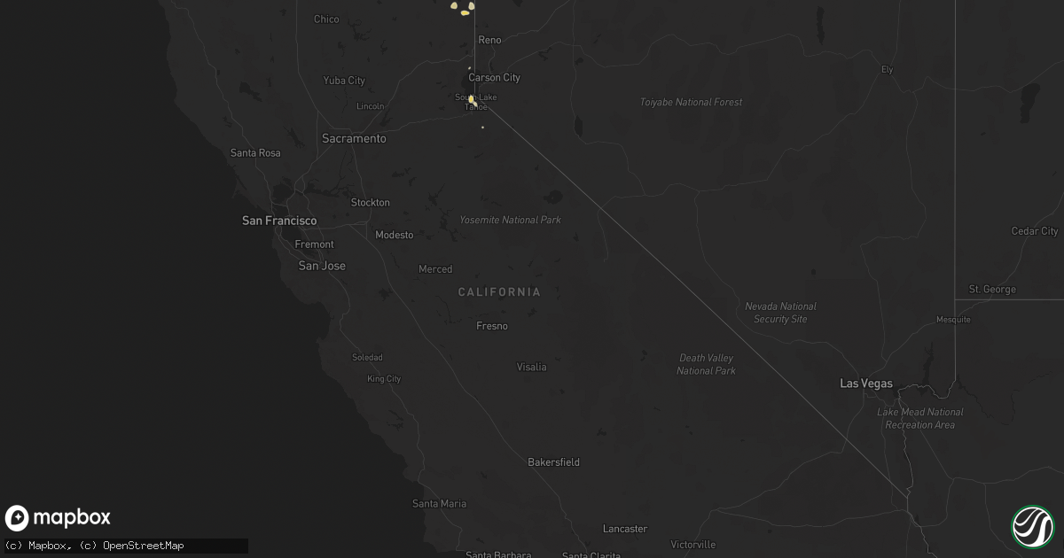 Hail map in California on July 22, 2018
