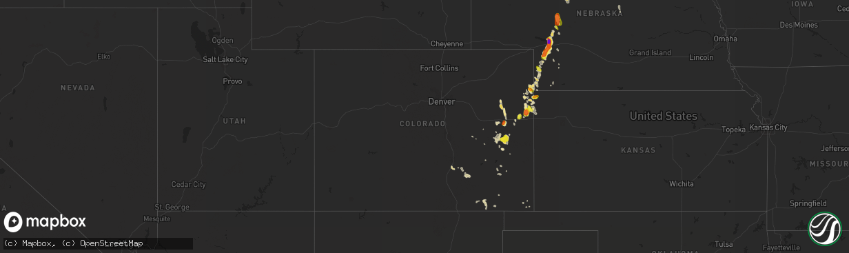 Hail map in Colorado on July 22, 2018