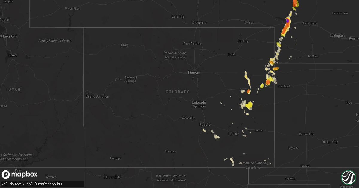 Hail map in Colorado on July 22, 2018