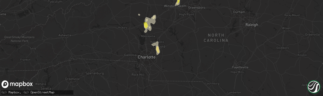 Hail map in Concord, NC on July 22, 2018