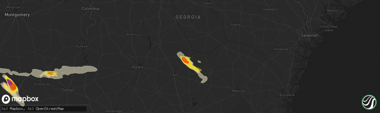 Hail map in Fitzgerald, GA on July 22, 2018