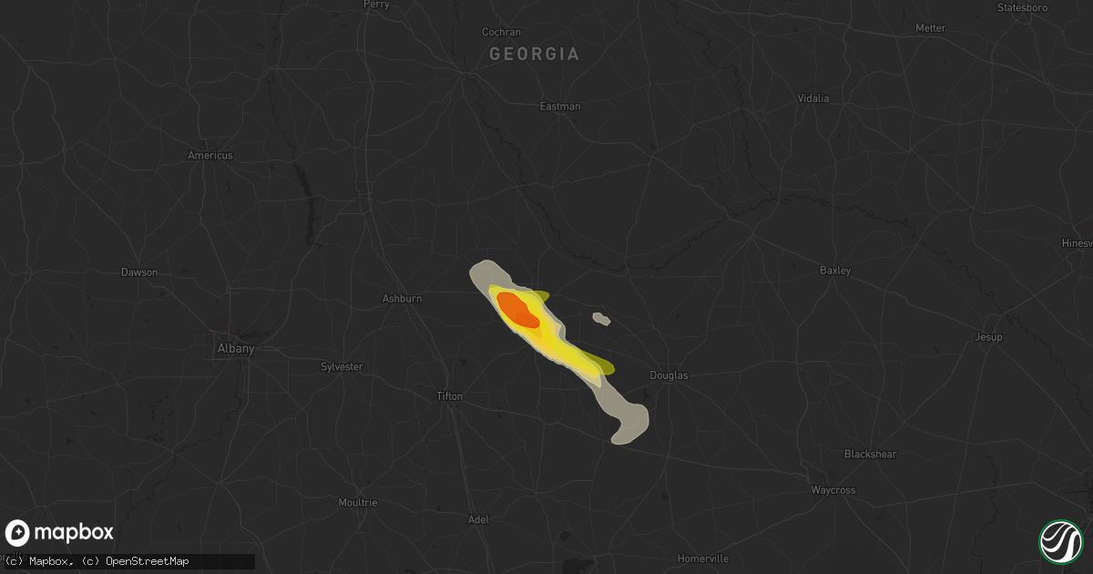 Hail map in Fitzgerald, GA on July 22, 2018