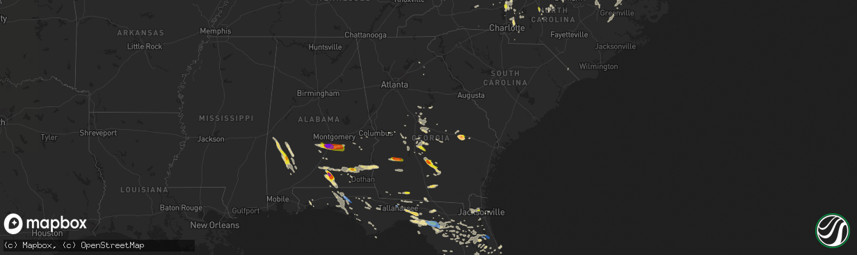 Hail map in Georgia on July 22, 2018