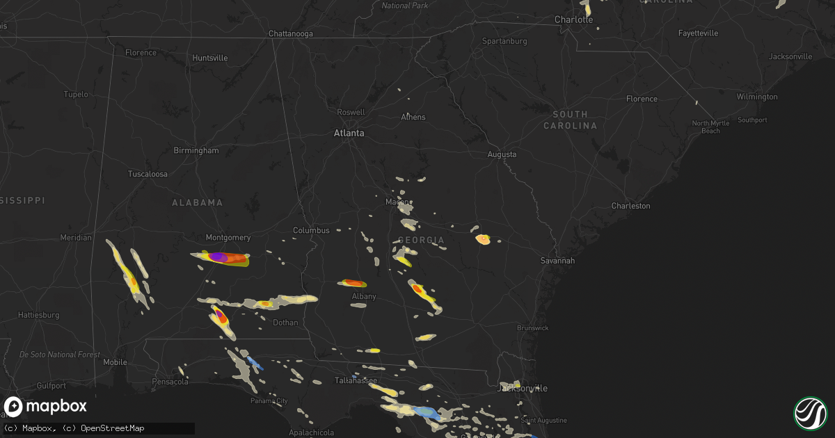 Hail map in Georgia on July 22, 2018
