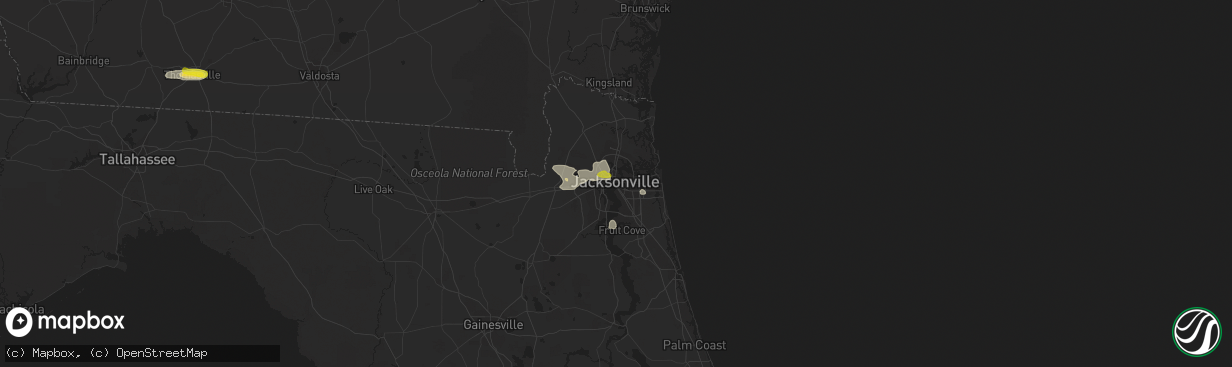 Hail map in Jacksonville, FL on July 22, 2018