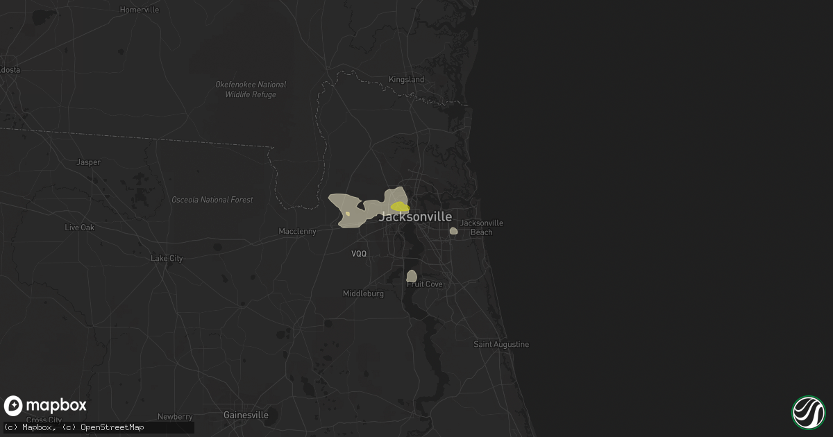 Hail map in Jacksonville, FL on July 22, 2018