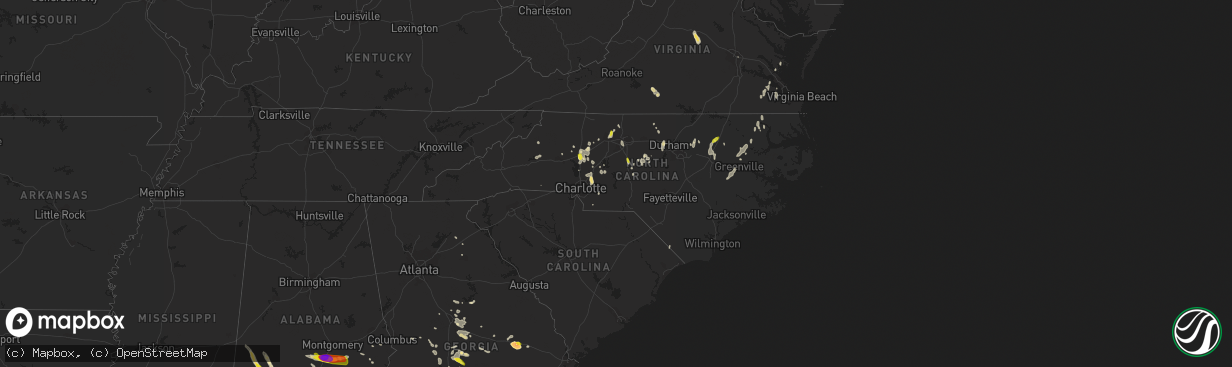 Hail map in North Carolina on July 22, 2018