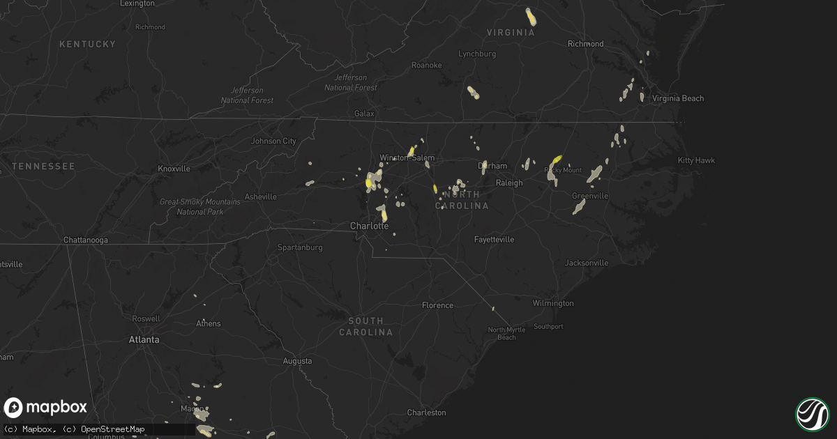 Hail map in North Carolina on July 22, 2018