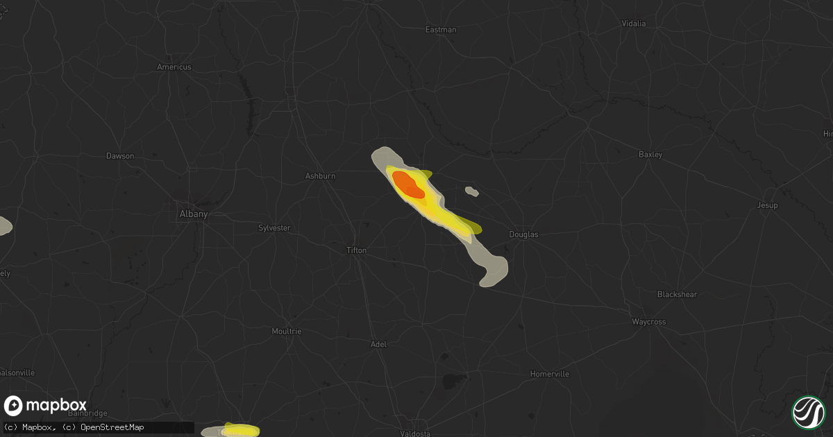 Hail map in Ocilla, GA on July 22, 2018