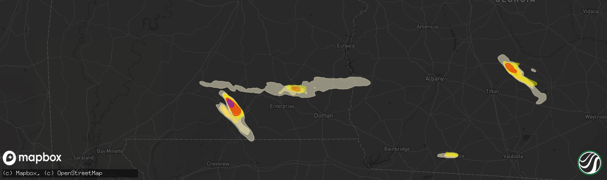 Hail map in Ozark, AL on July 22, 2018