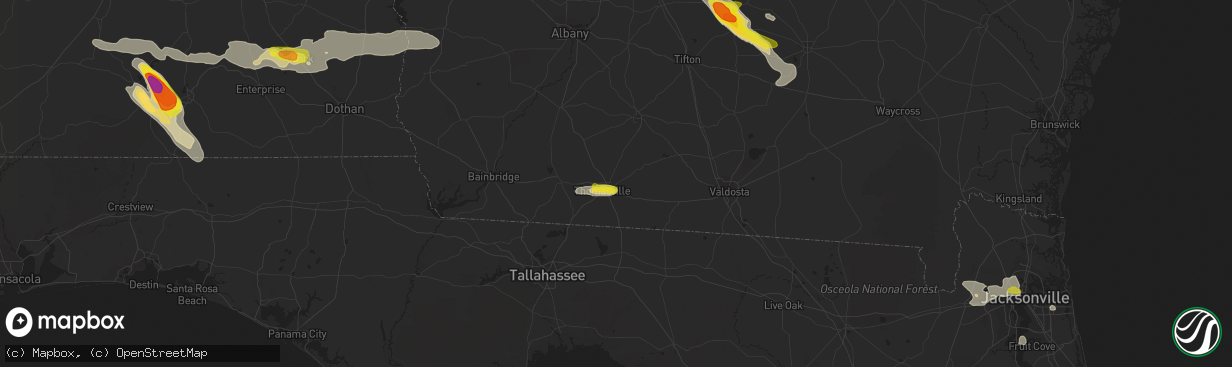 Hail map in Thomasville, GA on July 22, 2018